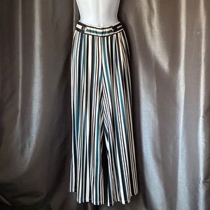 Striped print wide leg, high waist trousers